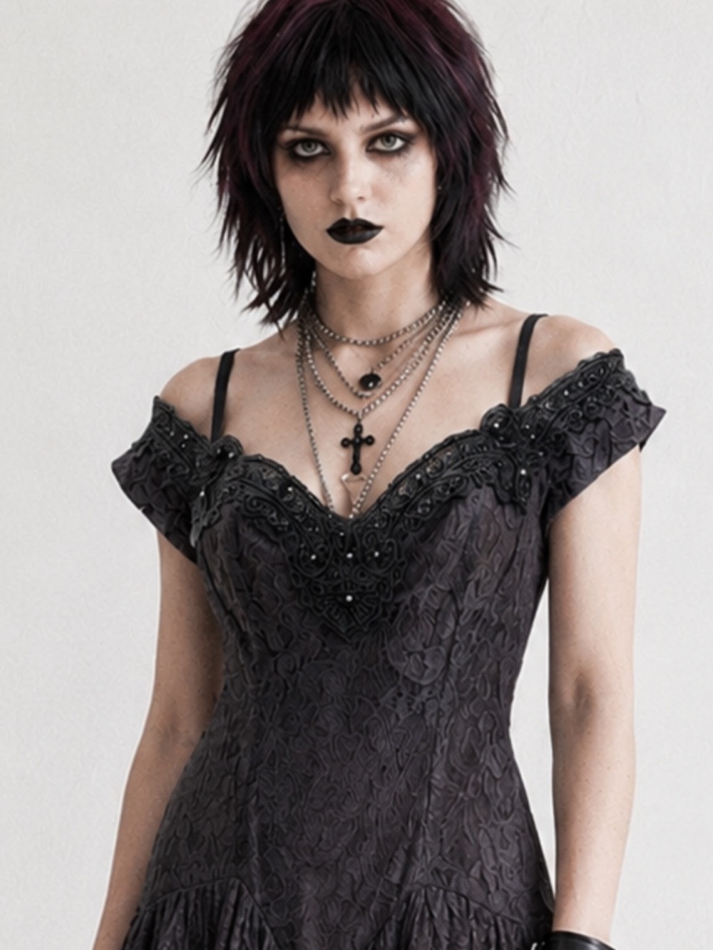 Paris sport club 1990’s black lace fairy Goth dress size 9/10 prom